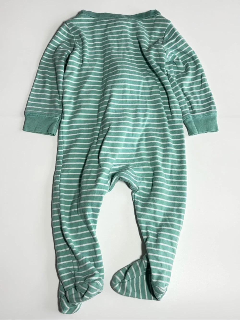 Bundle of Carter’s Baby Footie Pajamas Size 9 Months Fall Pumpkin Dino Stripes - Picture 6 of 15